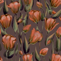 seamless pattern with tulips. Botanical design for fabric, textile, wallpaper and packaging 