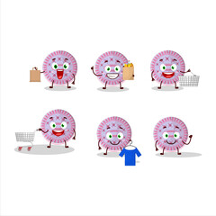 A Rich strawberry biscuit mascot design style going shopping