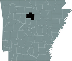 Black highlighted location map of the US Van Buren county inside gray map of the Federal State of Arkansas, USA