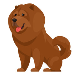 Fototapeta premium Sitting Chow Chow. Beautiful dog in cartoon style.