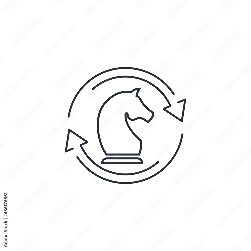 Poster change of horses. change tactics and strategy. do and think differently. vector icon isolated on whi