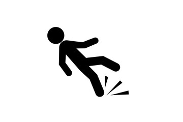 Caution symbols with stick figure man falling
