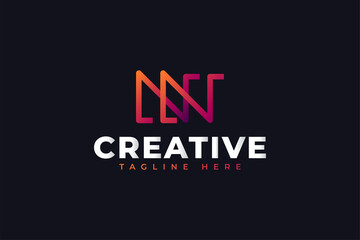 Fototapeta na wymiar Initial Letter NN Logo with Line Style in Orange Gradient. NN Logo Design Template. Usable for Business and Branding Logos