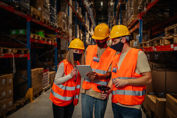 Warehouse workers during inventory
