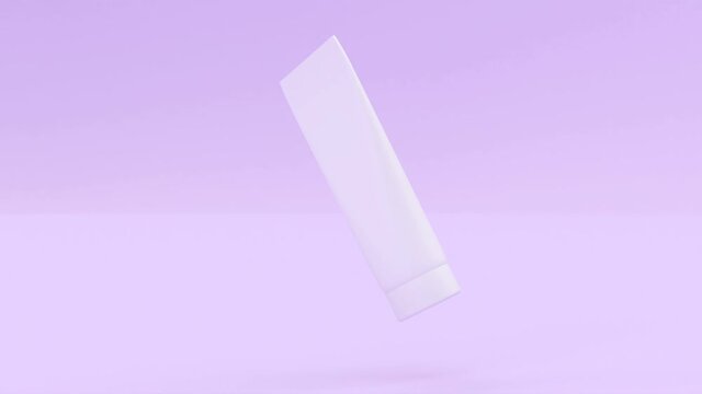White tube cream mockup medical concept skin care on pink back able to loop seamless 4k