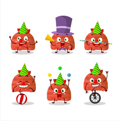 Cartoon character of watermelon ice cream scoops with various circus shows
