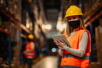 Working in warehouse during covid-19 pandemic