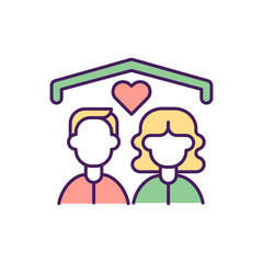 Family help RGB color icon. Isolated vector illustration. Family helping to deal with dangerous addictions. Human health care problems simple filled line drawing.