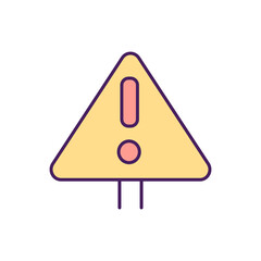 Danger alert RGB color icon. Isolated vector illustration. Informing people about dangerous diseases types. Dangerous bad habits. Addictions simple filled line drawing.