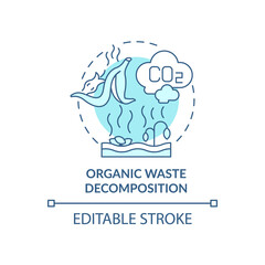 Organic waste decomposition concept icon. Natural carbon emissions cause abstract idea thin line illustration. Composting process. Vector isolated outline color drawing. Editable stroke