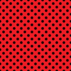 Black and red Polka Dot seamless pattern. Vector background. © Sudakarn