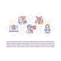 Bullying in cyberspace concept line icons with text. PPT page vector template with copy space. Brochure, magazine, newsletter design element. Targeting kids and teens linear illustrations on white