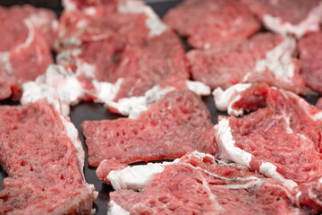 Pieces of chopped meat for further cooking