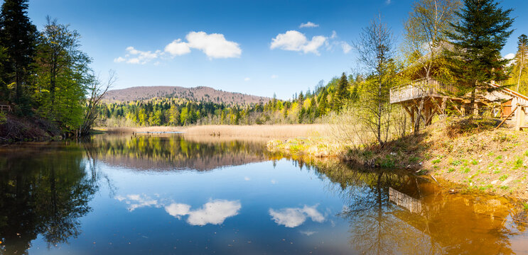 The Bobrowe Lake at the foot of the Chryszczata Mountain in the Baligr&oacute;d Forest District. Rabe, Bieszczady Mountains
