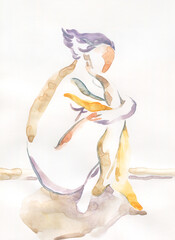 watercolor painting. female portrait. illustration. 
