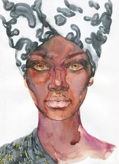 Gardinen watercolor painting. female portrait. illustration.   © Anna Ismagilova
