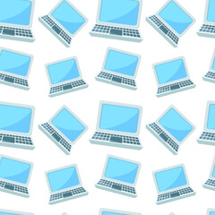 Computer Icon Emoji Pattern. Technology Seamless Background Symbols. Doodle Emoticon Illustration Design Vector.