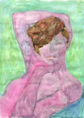 Rolgordijnen watercolor painting. female portrait. illustration.   © Anna Ismagilova