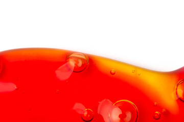 Liquid art background with oxygen bubbles. Abstract textured neon background of slime. Macro photo...
