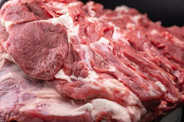 Chunks of cut raw meat