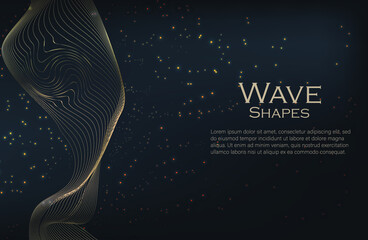 Abstract golden wave lines with glow effect. luxury items. gold wave. vector