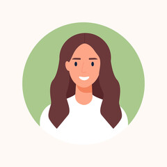 Businesswoman avatar, portrait of young female. Vector illustration cartoon flat style.