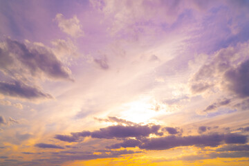 Naklejka na ściany i meble Beautiful textured sky with clouds at sunset