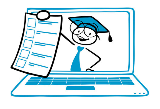 Fragebogen f&uuml;r Test beim Online-Unterricht am Computer