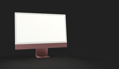 Fototapeta premium Computer display mock up with blank white screen. Stylish desktop computer mockup 3D
