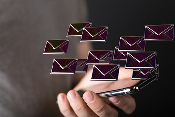  email icon concept in hand background