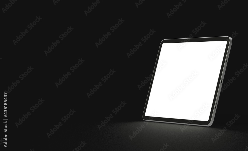 Sticker Photo Black tablet computer with blank 3d