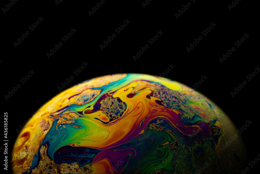 Wall mural planet night. abstract galaxy background with globe earth in universe space with sunlight on dark ba