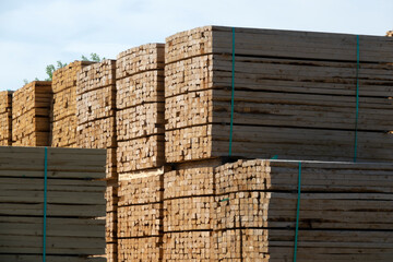 Stack of planks in a lumber yard