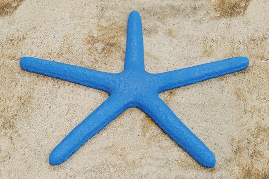 Realistic 3D Render of Blue Starfish
