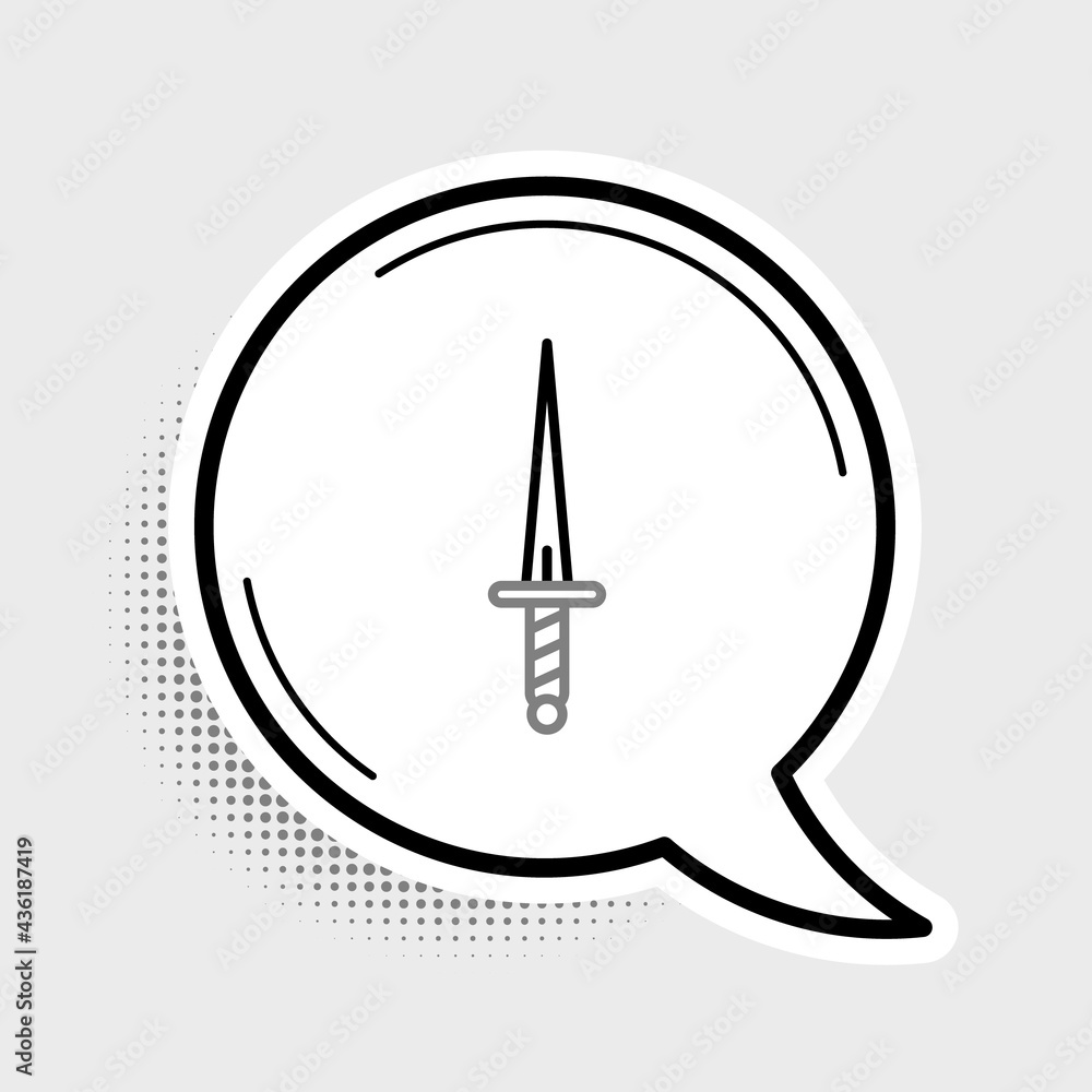Poster line dagger icon isolated on grey background. knife icon. sword with sharp blade. colorful outline c