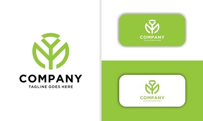 Letter circle M leaf logo Template vector illustration. Abstract premium lineart vector logotype. business card 