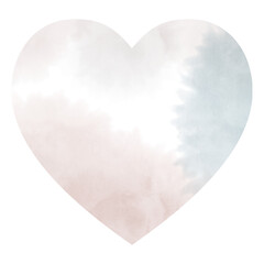 Heart shaped watercolor illustration in light pink and blue colors