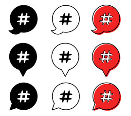 Hashtag icon. Hashtag symbol. Social Media icon for websites and Internet resources. Isolated vector elements.	

