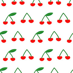 Vector Cute Cherry Fruit Seamless Pattern Background. Perfect for gift wrap, scrapbooking, packaging, fabric, stationery projects