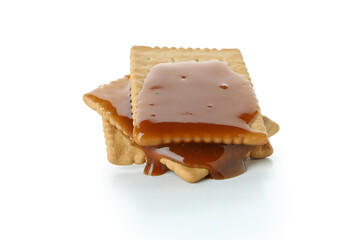 Cookies with caramel isolated on white background