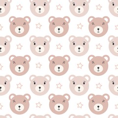 Seamless pattern with cute bear