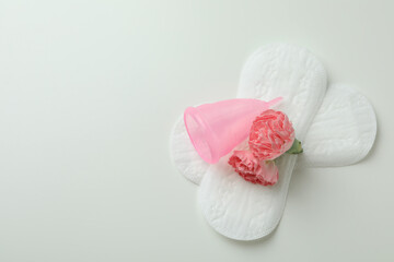 Concept of menstruation on white background, space for text