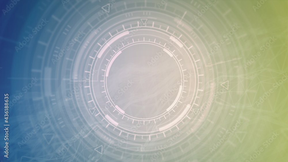 Poster bright digital abstract background of moving ui circles, cyberpunk concept - abstract 3d rendering