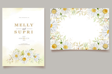 Fototapeta na wymiar Watercolor Chrysanthemum Wedding Card Graphic
