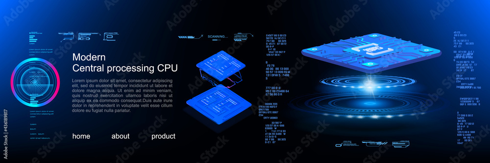 Poster presentation of a super-powerful processor. new generation processor for processing large amounts of