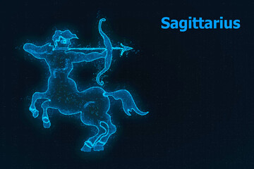 Sign of the zodiac Sagittarius. The centaur shoots a bow