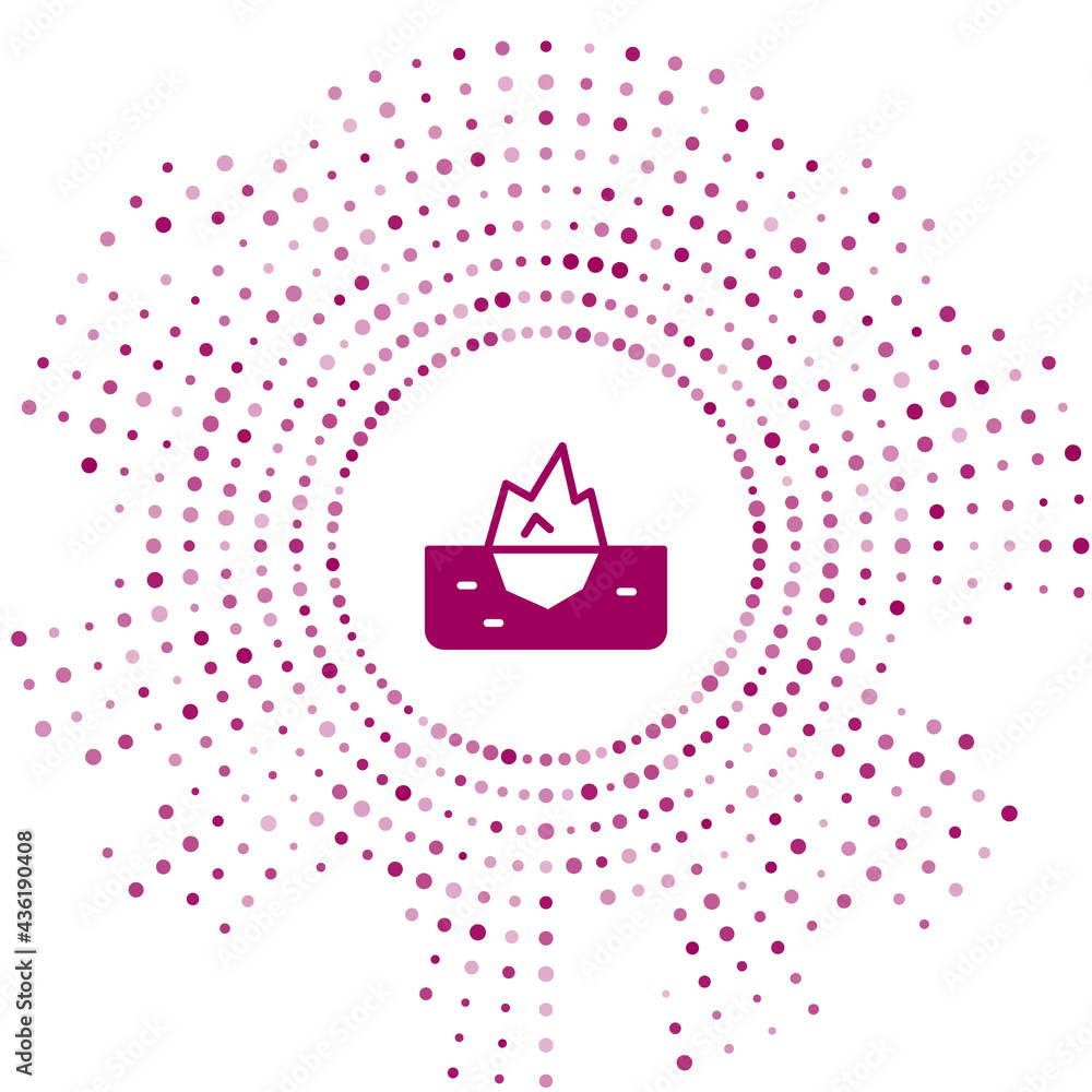 Poster purple iceberg icon isolated on white background. abstract circle random dots. vector