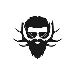 Horn Deer Cool Guy Vector Logo Design