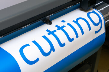 Cutting machine stickers. Cutting plotter - obrazy, fototapety, plakaty