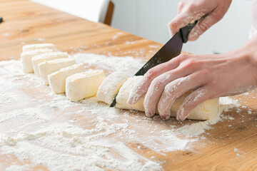 Chef preparing dough. Nature, Italy, food, diet and bio concept.